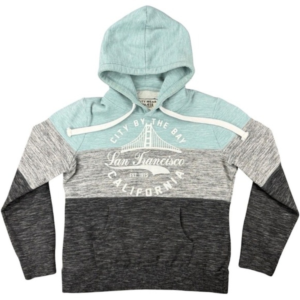 City Wear No.415 Youth XL San Francisco CA Hoodie Colorblock Graphic Cotton Blnd